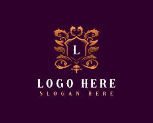 Floral Elegant Shield logo design