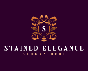 Floral Elegant Shield logo design