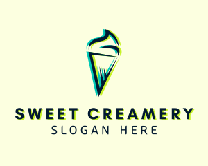 Glitch Ice Cream Dessert logo design