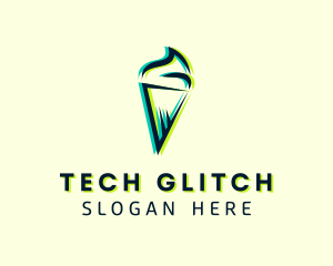 Glitch Ice Cream Dessert logo design