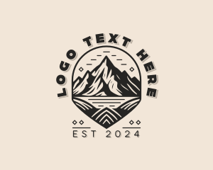 Hiker - Mountain Trekking Adventure logo design