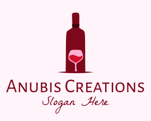 Wine Glass & Bottle logo design