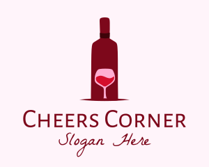 Booze - Wine Glass & Bottle logo design