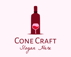 Wine Glass & Bottle logo design