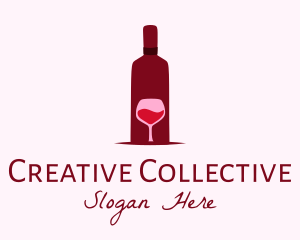 Wine Glass & Bottle logo design