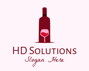 Wine Glass & Bottle logo design