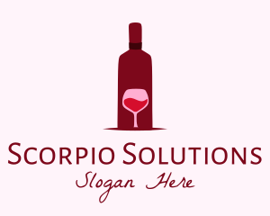 Wine Glass & Bottle logo design