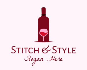 Wine Glass & Bottle logo design