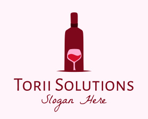 Wine Glass & Bottle logo design