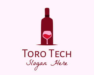 Wine Glass & Bottle logo design