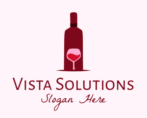 Wine Glass & Bottle logo design