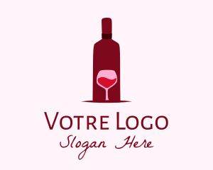 Red Wine - Wine Glass & Bottle logo design