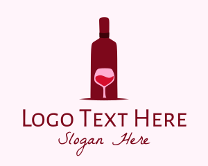 Wine Cellar - Wine Glass & Bottle logo design