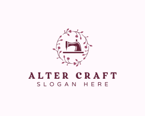 Floral Sewing Machine Embroidery  logo design