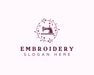 Floral Sewing Machine Embroidery  logo design