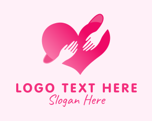 Caring - Romantic Heart Hug logo design