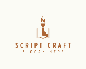 Screenwriter - Book Torch Hand Reading logo design