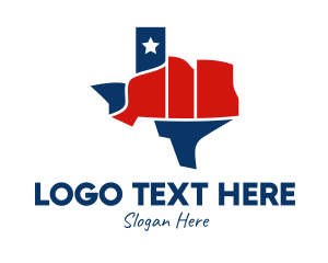 Texan - Texas Flag Map logo design