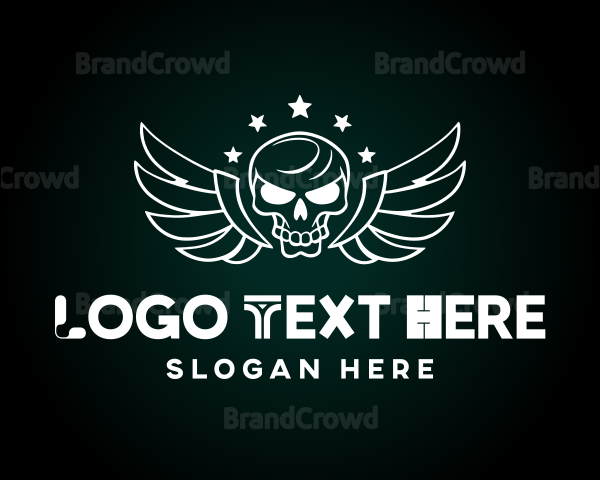 Skull Wing Outline Logo