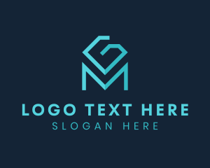 Mg - Blue Diamond Letter M logo design