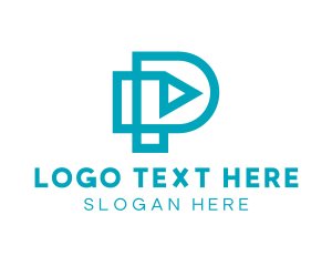 Mobile App - Digital Media Letter P logo design