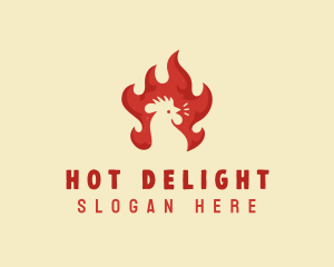 Chicken Flaming BBQ logo design