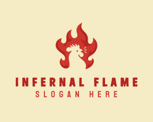 Chicken Flaming BBQ logo design