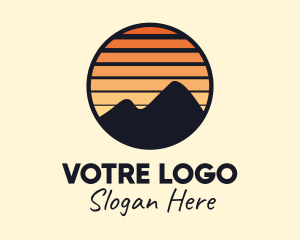 Camping - Mountain Sunset Stripe logo design