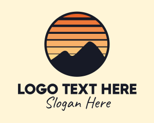Land - Mountain Sunset Stripe logo design