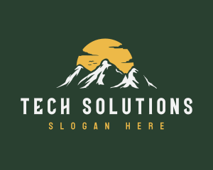 Mountain Climbing - Mountain Sunset Peak logo design