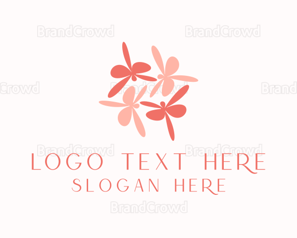 Pink Flower Dragonflies Logo