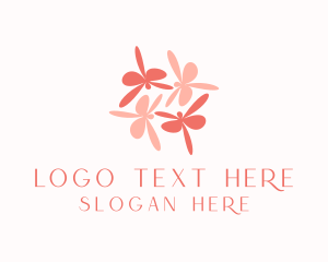 Dragonfly - Pink Flower Dragonflies logo design