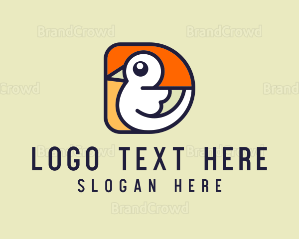 Pigeon Bird Letter D Logo
