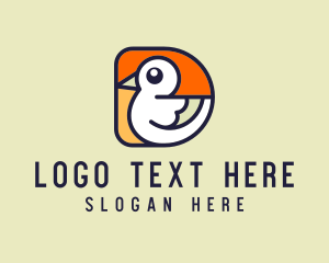 Wren - Pigeon Bird Letter D logo design