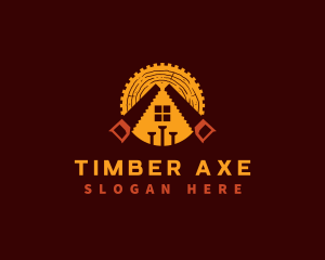 Woodwork Saw House logo design