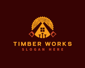 Woodwork Saw House logo design