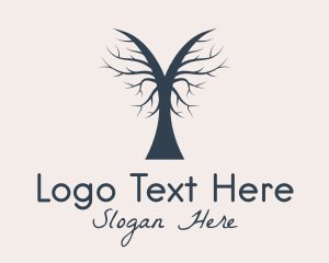 Wood - Dead Tree Silhouette logo design