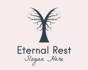 Cemetery - Dead Tree Silhouette logo design