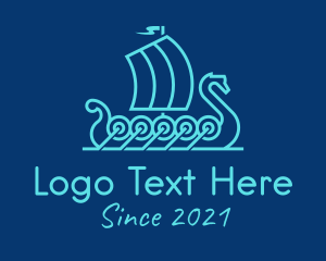 Ship - Outline Viking Boat logo design