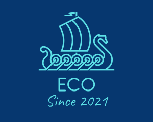 Ocean - Outline Viking Boat logo design