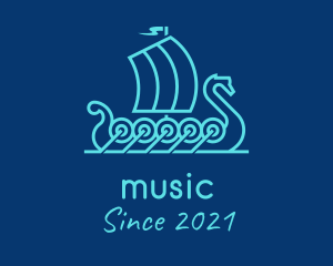 Ancient - Outline Viking Boat logo design