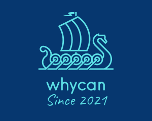 Galleon - Outline Viking Boat logo design