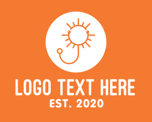 Solar Power - Orange Sunny Stethoscope logo design