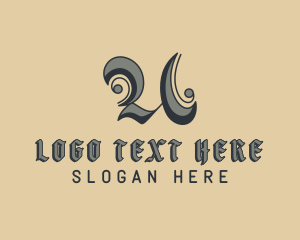 Gothic - Tattoo Studio Letter U logo design