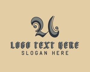 Retro - Tattoo Studio Letter U logo design