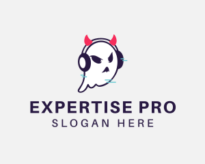 Headphone Ghost Gamer logo design