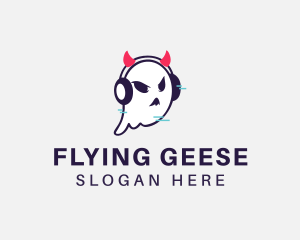 Headphone Ghost Gamer logo design