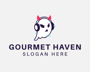 Headphone Ghost Gamer logo design