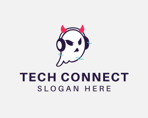 Streamer - Headphone Ghost Gamer logo design