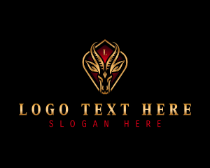 Antelope - Wild Springbok Antelope logo design